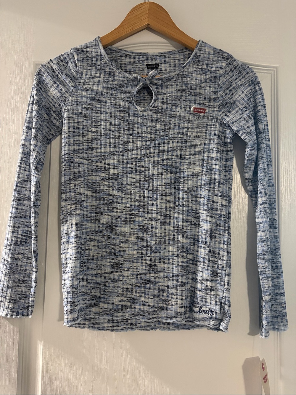 Levi's Girls Blue Marled Long Sleeve Tee with Keyhole Neck